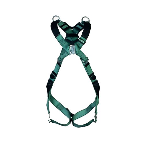 MSA V-Form Full Body Back Chest Shoulder D-Ring Bayonet Safety Harness Green Standard MSA10206046