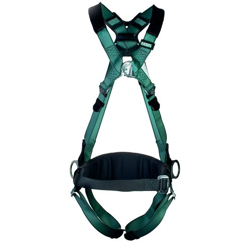 MSA V-Form Full Body Back Chest Hip D-Ring Qwik-Fit Safety Harness with Waistbelt Grn MSA10206049