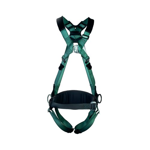 MSA V-Form Full Body Back Chest Hip D-Ring Qwik-Fit Safety Harness with Waistbelt Grn XL MSA10206050