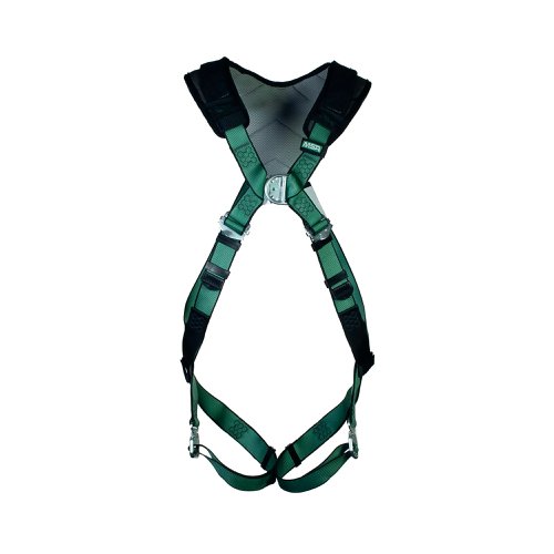 MSA V-Form+ Full Body Back Chest D-Ring Bayonet Safety Harness Green Standard MSA10206052