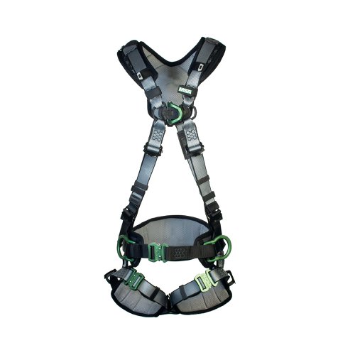 MSA V-Fit Back Chest Hip D-Ring Bayonet Safety Harness with Waistbelt Black L MSA10206546