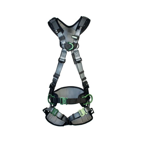 MSA V-Fit Back Chest Hip D-Ring Bayonet Safety Harness with Waistbelt Black XL MSA10206547