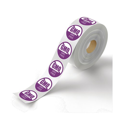 MyCafe Food Label Contains GMO Free Removable Pack of 1000 MYC10619
