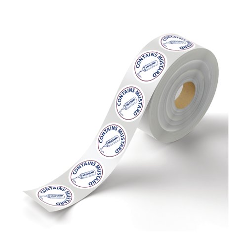 MyCafe Food Label Contains Mustard Removable Pack of 1000 MYC10620
