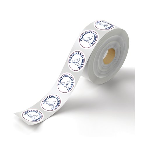 MyCafe Food Label Contains Soy Beans Removable Pack of 1000 MYC10621