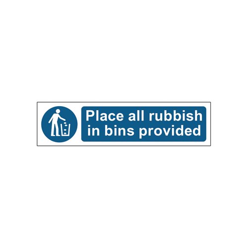 MyCafe Place All Rubbish Bins Sign Self Adhesive PP 200x50 MYC10681