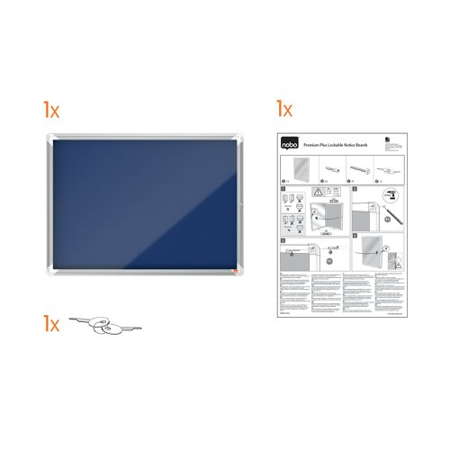 Felt lockable notice board with a hinged glass door and side lock. Complete with a modern stylish aluminum trim and fixed with a through corner wall mounting. Excellent felt notice board surface to securely pin and display your notices. Size: 9xA4 sheets.