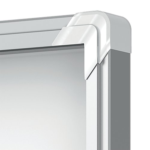 Magnetic outdoor weatherproof lockable notice board with a hinged glass door and side lock. Complete with a modern stylish aluminum trim and fixed with a through corner wall mounting. Excellent magnetic notice board surface to securely display your notices.