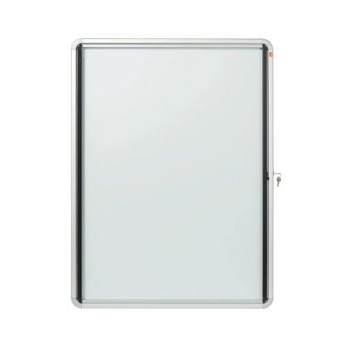 Magnetic outdoor weatherproof lockable notice board with a hinged glass door and side lock. Complete with a modern stylish aluminum trim and fixed with a through corner wall mounting. Excellent magnetic notice board surface to securely display your notices.