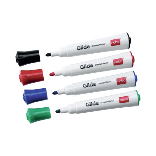 Nobo Glide Drywipe Marker Medium Assorted (4 Pack) 1902096