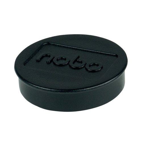 Whiteboard magnets for displaying memos or messages neatly and securely on a magnetic board or used as fridge magnets. Pack of 10 Black magnets, 38mm diameter.