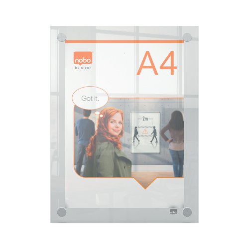 Nobo A4 Acrylic Wall Mounted Poster Frame Clear 1915591