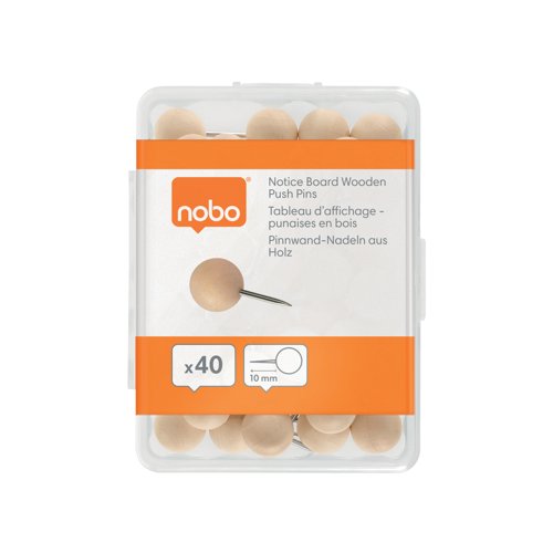Nobo Noticeboard Wooden Push Pin (Pack of 40) 1915709
