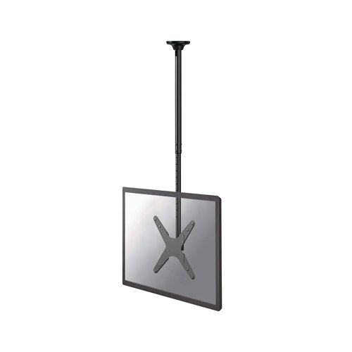 This full motion ceiling mount for flat screens up to 75 inches has unique tilt (10), swivel (360) and rotate technology (6) that allows the mount to change to the best angle for the optimal viewing position. The ceiling mount can be easily adjusted in height it also has a weight capacity of 50kg. It is suitable for screens that meet VESA hole pattern 100x100 to 400x400mm. A nifty cable management systems conceals and routes cables from ceiling to screen. The mount comes with an additional decorative cover for installation on suspended ceilings.