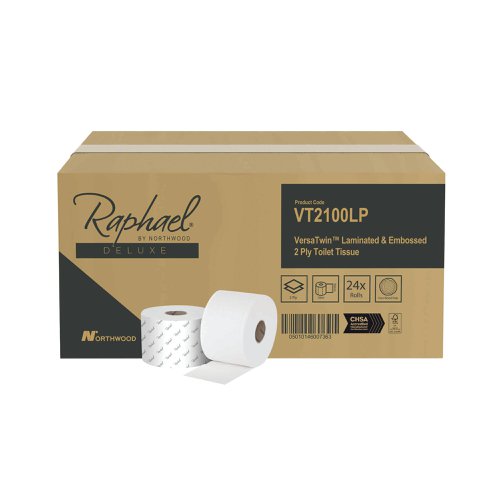 Raphael 2-Ply Versatwin Micro Jumbo Pulp Toilet Roll 100m (Pack of 24) VT2100LPDS