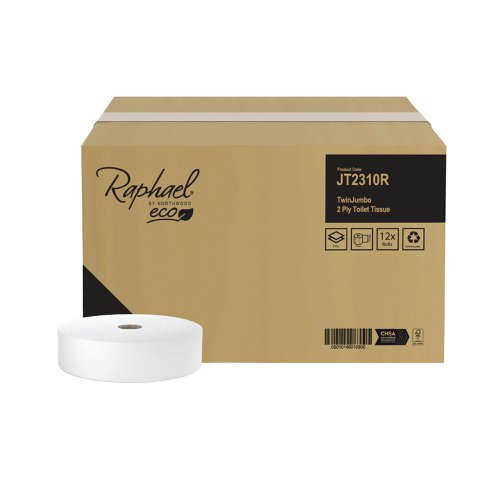 Raphael 2-Ply Twin Jumbo Toilet Roll 310m (Pack of 12) JT2310RDS Toilet Tissue NH01090