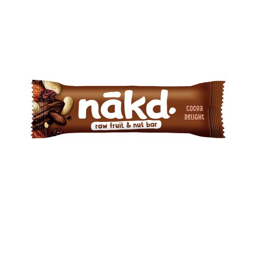 Nakd Cocoa Delight bars have been created with a touch of cocoa and just fruits and nuts. These vegan-friendly bars contain 100% natural ingredients and are free from both gluten and wheat.