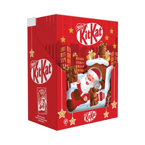 KitKat Advent calendar is a great treat for the festive season. Featuring delicious, crispy, milk chocolate KitKat pieces with no artificial flavours, colours or preservatives. Nestle supports improving the life of cocoa farmers and quality of cocoa through the Nestle Cocoa Plan and by working with the Rainforest Alliance.