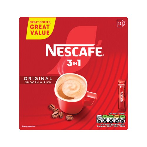Nescafe 3-in-1 Original Coffee Sachets Pack of 12 12593075