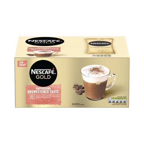 Nescafe Gold Cappuccino Unsweetened Instant Coffee Sachets (Pack of 50) 12405012 NL44473