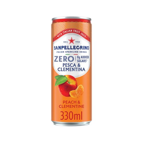 San Pellegrino Zero Fruit Beverages Peach+Clem 330ml Pack 24 12602682