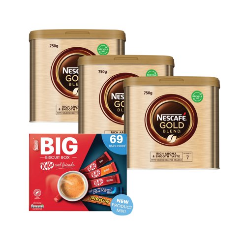 Nescafe Gold Blend 750g x3 + FOC Big Biscuit Box