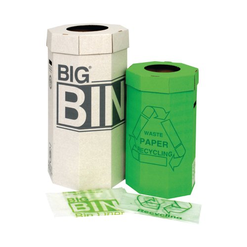 This heavy duty Acorn Big Bin is supplied flat packed for ease of storage and quick assembly. The bin has an extra large 160 litre capacity for waste paper and cardboard, ready for easy recycling. The environmentally friendly bin is made from 80% recycled material. Each bin measures 457x457x914mm. This pack contains 5 bins.