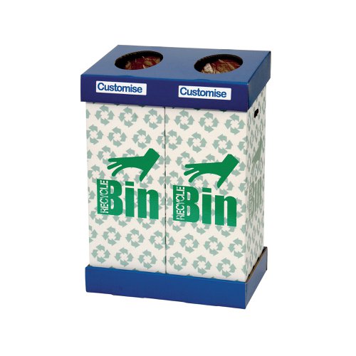 Acorn Office Twin Recycling Bin Blue/Green (95 litres each bin) 802853 | Acorn