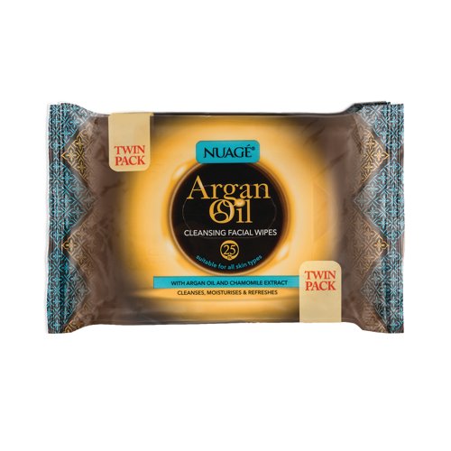 Nuage Argan Oil Cleansing Facial Wipes 25 Wipes Pack of 2 NUA1041