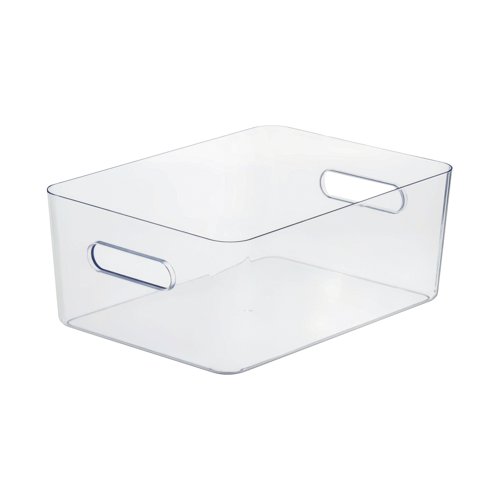 The transparent box size large with a 15.4 litre capacity is ideal for storage of items like magazines or documents for offices or at home. BPA free and food approved. The SmartStore Compact Clear is a modular, high-quality box that is easy to clean by hand-wash or in the dishwasher.