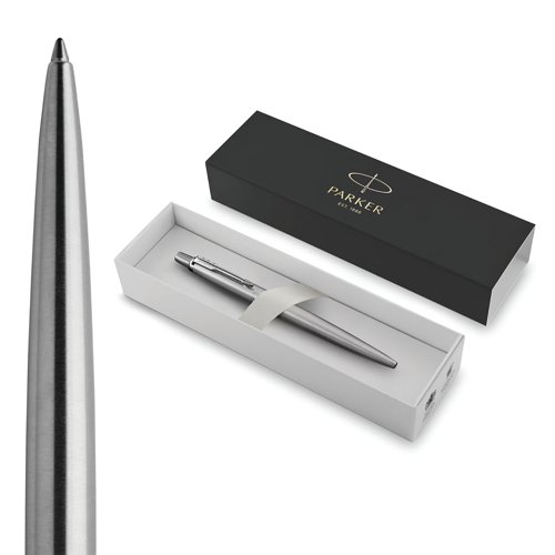Parker Jotter Ballpoint Pen Medium Steel with Chrome Trim Blue 1953170