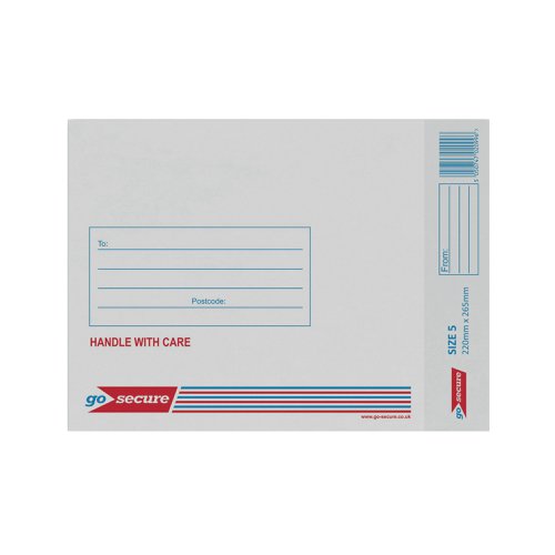 Go Secure Bubble Lined Envelope Size 5 220x265mm White (Pack of 20) PB02132