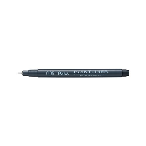 The Pentel Pointliner is ideal for sketching drawing and writing with a robust tip which retains its shape. With fade-resistant black pigment ink this pack of twelve pens with 0.5mm tips are supplied in plastic free packaging.