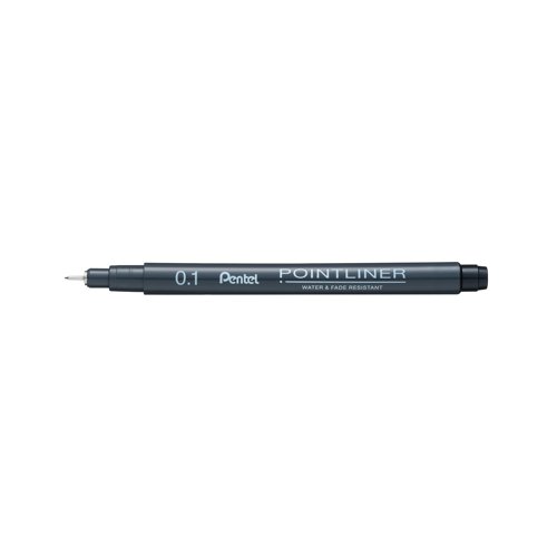 The Pentel Pointliner is ideal for sketching drawing and writing with a robust tip which retains its shape. With fade-resistant black pigment ink this pack of twelve pens with 0.1mm tips are supplied in plastic free packaging.