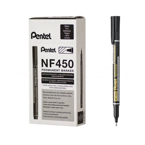 Pentel Permanent Marker Extra Fine Black (Pack of 12) NF450-A