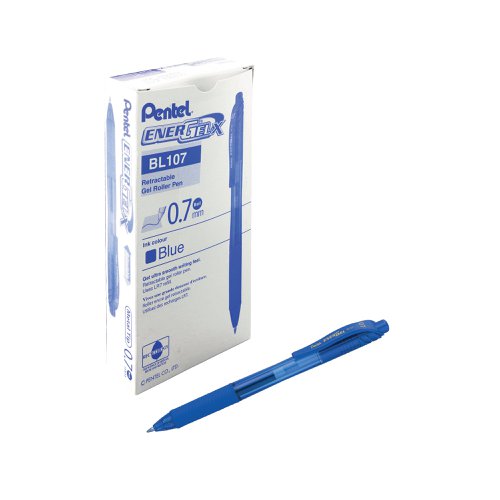 Pentel EnerGel X Retractable Gel Pen Medium Blue (Pack of 12) BL107/14-C