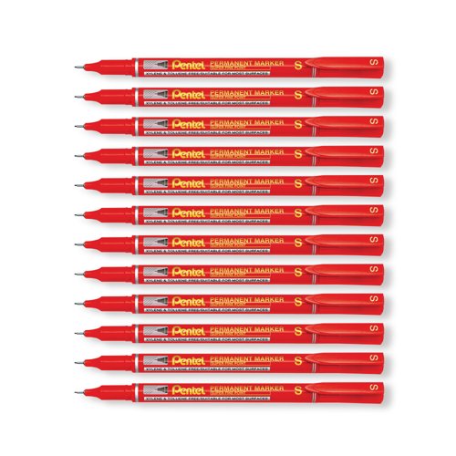 Pentel Permanent Marker Super Fine Point Red Pack of 12 NFS410-B