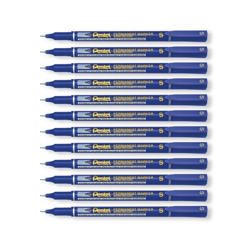 Pentel Permanent Marker Super Fine Point Blue Pack of 12 NFS410-C