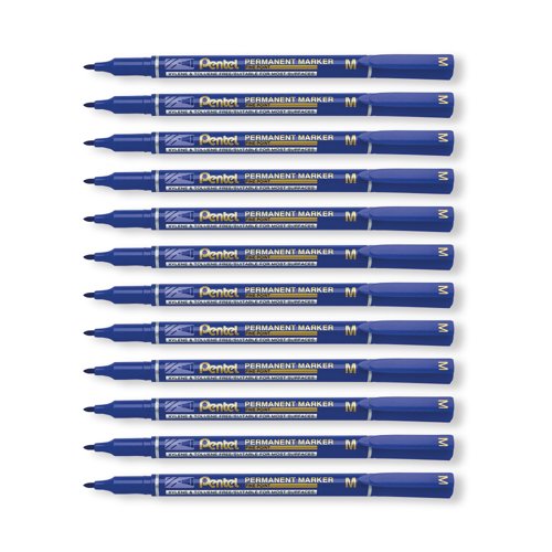 Pentel Permanent Marker Fine Point Blue Pack of 12 NM470-C
