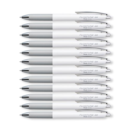 Pentel Floatune Retractable Rollerball 0.8mm Black Pack of 12 BY208-AX