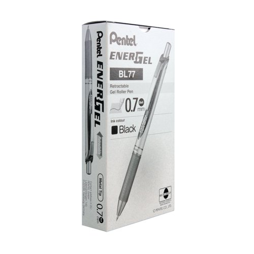 Pentel EnerGel Xm Retractable Gel Pen Medium Black (Pack of 12) BL77-A