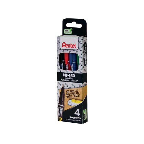 Pentel Permanent Marker Fine Assorted Pack Of 4 Ynf450 4 M