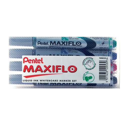 Pentel Maxiflo Whiteboard Marker Fine Assorted (Pack of 4) YMWL5S-4 | Pentel Co