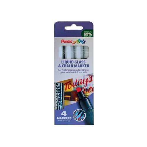 Pentel Liquid Chalk Marker White (Pack of 4) SMW26/4 | Pentel Co