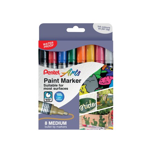 Pentel Paint Marker Medium Bullet Tip Assorted (Pack of 8) YMMP10/8-M