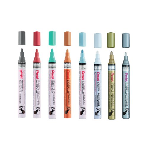 Pentel Paint Marker Medium Bullet Tip Assorted Metallic (Pack of 8) YMMP10/8MET-M | Pentel Co