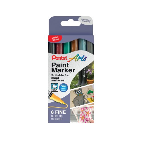 Pentel Paint Marker Fine Bullet Tip Assorted Metallic (Pack of 6) YMSP10/6MET-M | Pentel Co