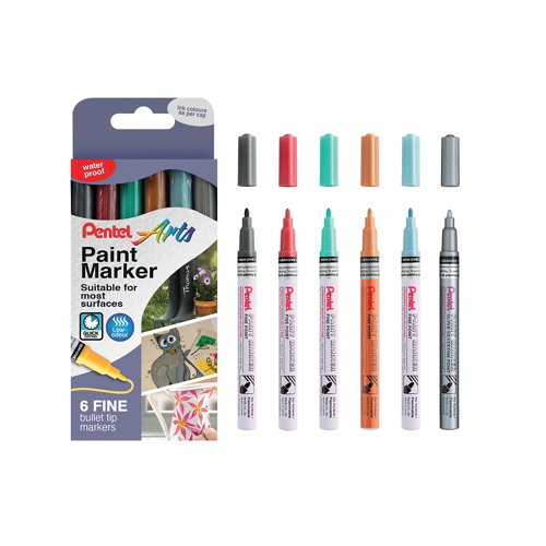 Pentel Paint Marker Fine Bullet Tip Assorted Metallic (Pack of 6) YMSP10/6MET-M | Pentel Co