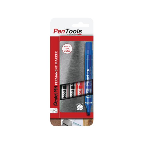 Pentel N60 Permanent Marker Chisel Assorted (Pack of 4) N60-PRO4ABCEU