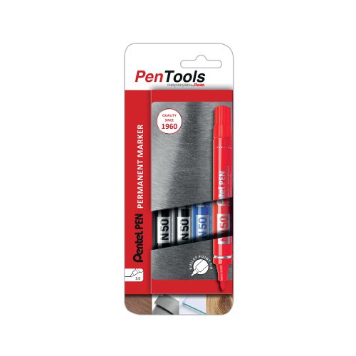 Pentel N50S Permanent Marker Bullet Assorted (Pack of 4) N50S-PRO4ABCEU | Pentel Co